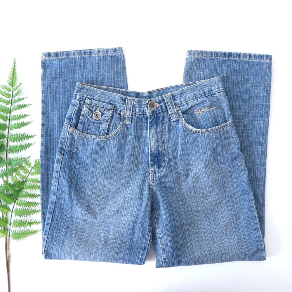 Y2K Medium Wash High Rise Loose Fit Cotton Denim Jeans | 14 Girls or Women's 4 - Picture 3 of 8